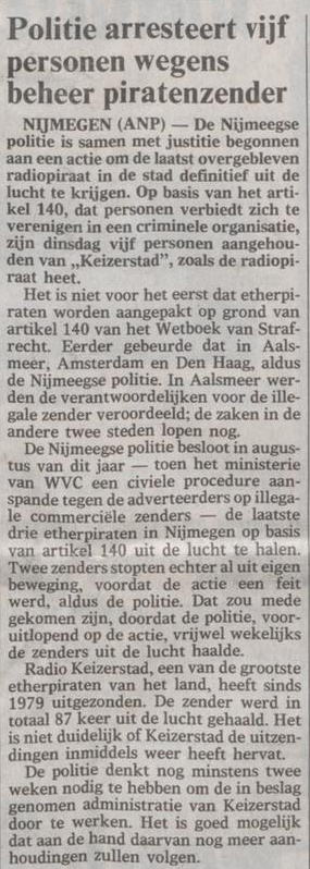 Vijf aanhoudingen bij Nijmeegse piraat
